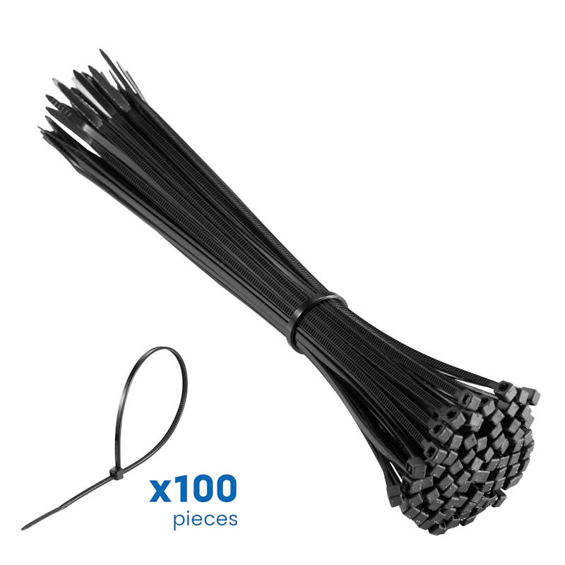 EW1564 | Black Nylon Cable Ties, 200mm x 2.5mm | Ewent | distributori informatica